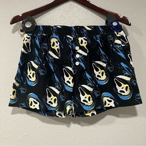 Bioworld Ghost Face Sleep Shorts Black Size Medium Comfy Elastic Waist Scream